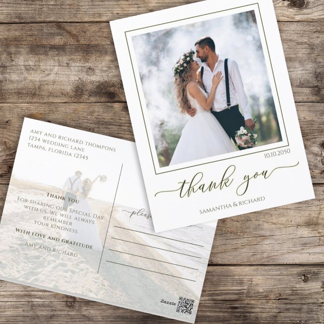 Carte Postale Calligraphie Script Moderne Simple Deux Photo Élég (Créateur téléchargé)