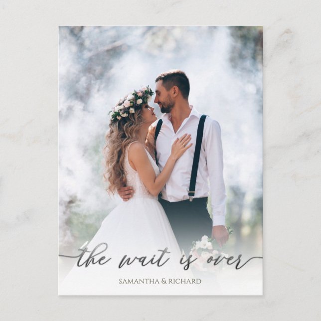 Carte Postale Calligraphie Script Simple Élégant Deux Photo Mode (Devant)