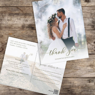 Carte Postale Calligraphie Script Simple Élégant Deux Photo Mode