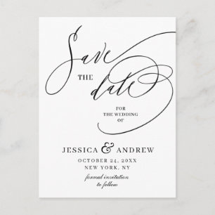 Carte Postale Calligraphie simple et élégante Mariage Enregistre