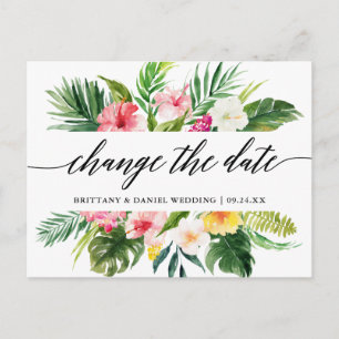 Carte Postale Calligraphie Tropical Change La Date Nouvelle Date