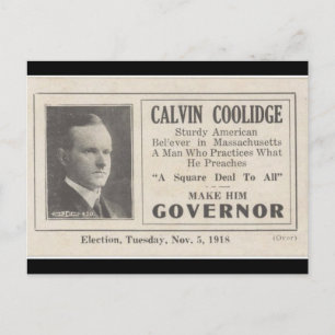 Carte Postale Calvin Coolidge, gouverneur
