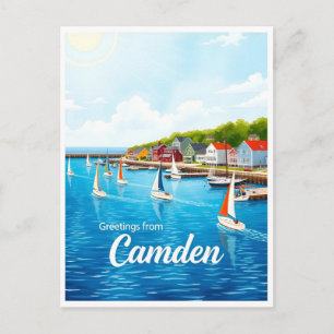 Carte Postale Camden, Maine – Voiliers & Ports aquarelle