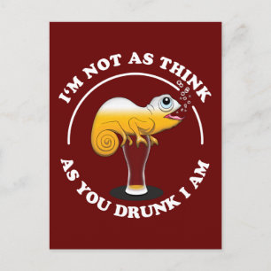 Carte Postale Caméléon Amateur De Bière Et Citation De Boisson D