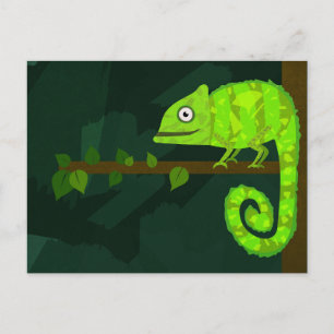 Carte Postale Caméléon mignon vert