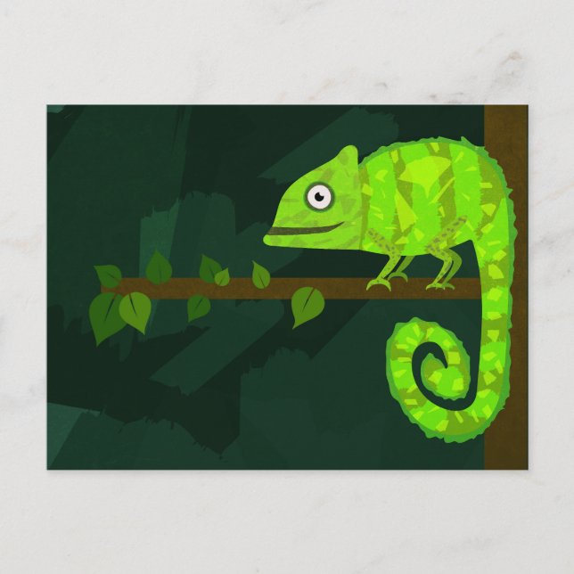 Carte Postale Caméléon mignon vert (Devant)