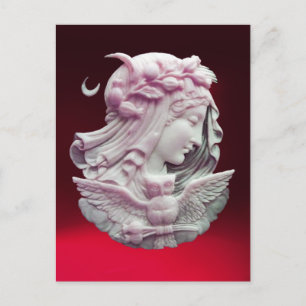 CARTE POSTALE CAMEO ANTIQUE, DAME DE LUNE DE NUIT AVEC OWL