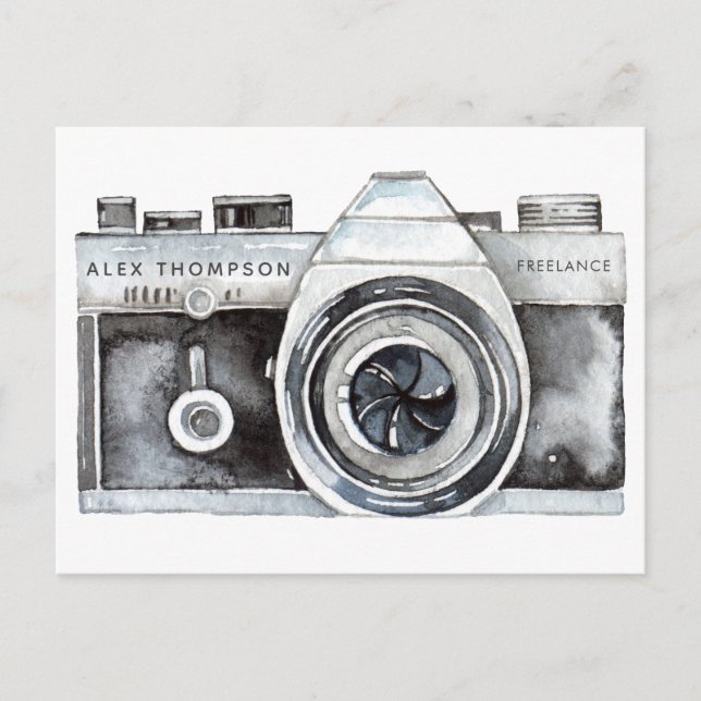 Carte Postale Caméra aquarelle Photographe professionnel Busine (Devant)