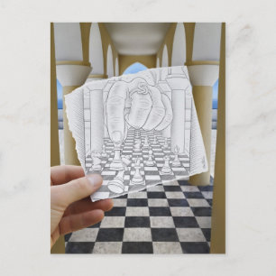 Carte Postale Caméra Crayon Vs - Checkmate