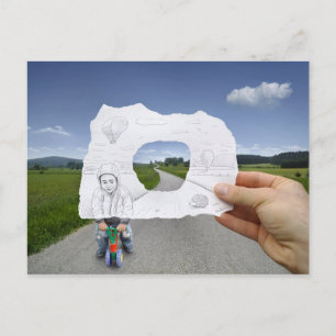 Carte Postale Caméra Crayon Vs - Jouer Enfant