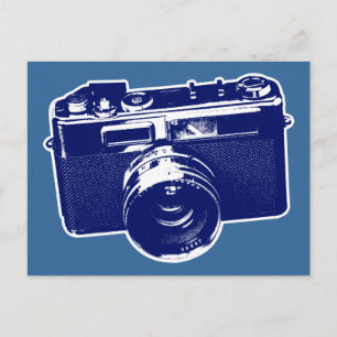 Carte Postale Caméra d'art pop bleu