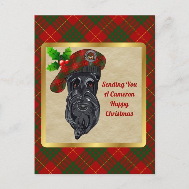 Carte Postale Cameron Clan Badge & Tartan Christmas (Devant)