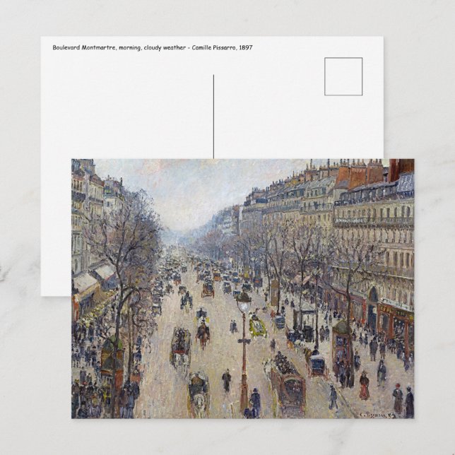Carte Postale Camille Pissarro - Boulevard Montmartre, matin (Devant / Derrière)