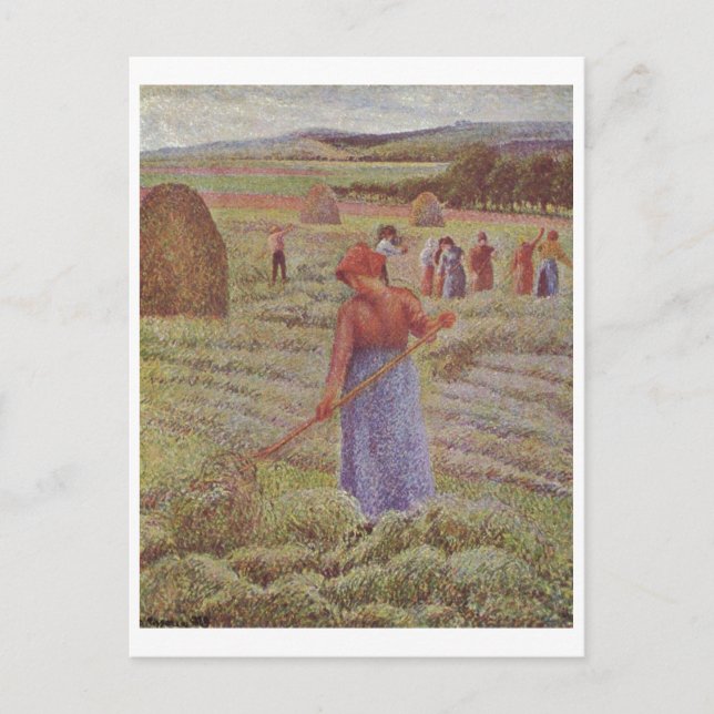 Carte Postale Camille Pissarro - Hay @ Eragny Farmer 1889 Huile (Devant)