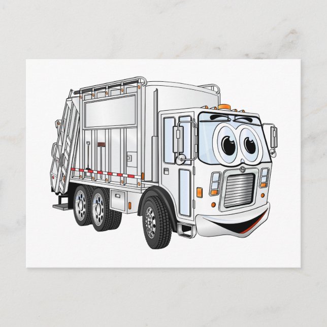 Carte Postale Camion à ordures de sourire blanc de bande (Devant)