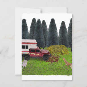 Carte Postale Camion avec Camper dans le Camping Bois