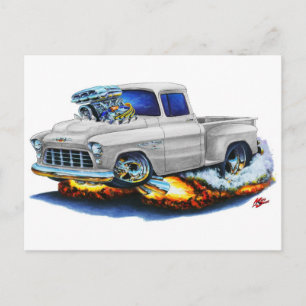 Carte Postale Camion blanc de cueillette Stepside 1955 Chevy
