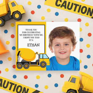 Carte Postale Camion ciment jaune Anniversaire Photo Merci
