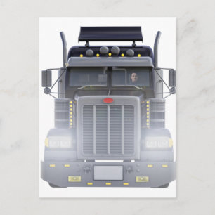 Carte Postale Camion de remorque semi-noir avec phares