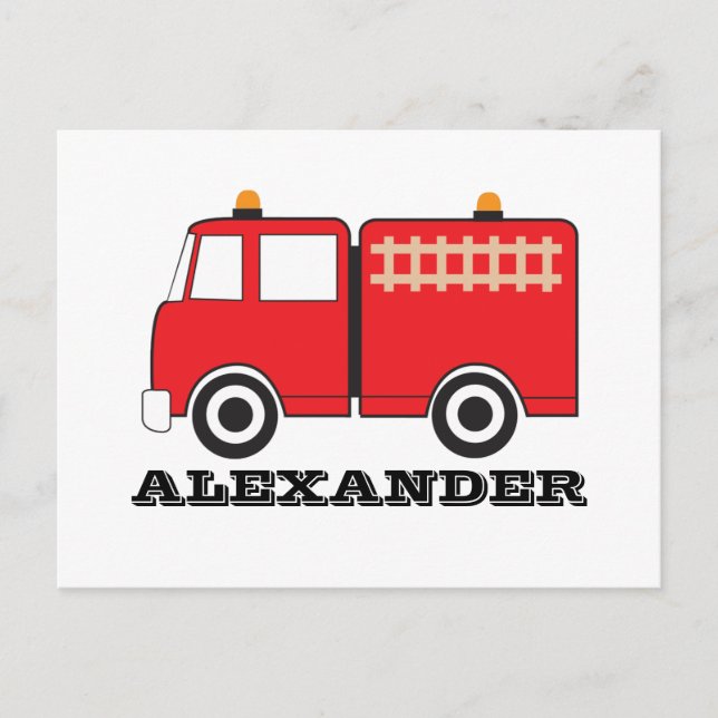 Carte Postale Camion d'incendie rouge personnalisé (Devant)