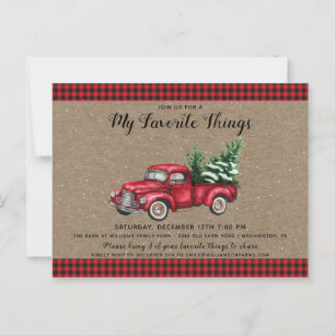 Carte Postale Camion et sapin de Noël Mes choses préférées de fê