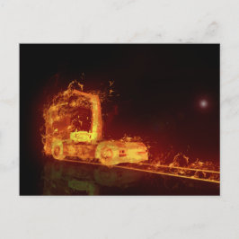 Carte Postale Camion feu rouge dans les flammes