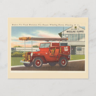 Carte Postale Camion-feu vintage des années 1940 à roues Virgini