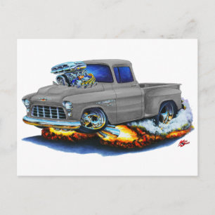 Carte Postale Camion Gris de cueillette en cuir Chevy 1955