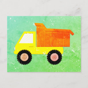 Carte Postale Camion Jaune Distressed