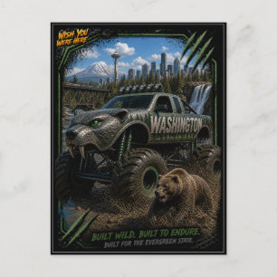 Carte Postale Camion Monstre Tout Terrain d'Art de Washington