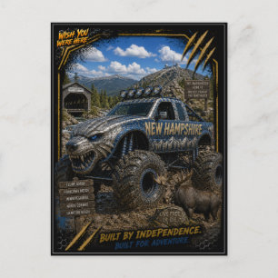 Carte Postale Camion Monstre Tout Terrain d'Art du New Hampshire