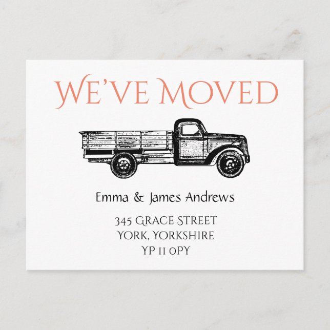 Carte Postale Camion Nous avons déménagé Moving New Address Fair (Devant)