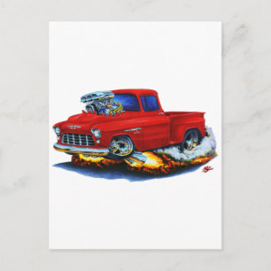 Carte Postale Camion rouge Chevy Stepside 1955