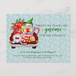 Carte Postale Camion rouge Gnome de vacances mignonne Nous avons