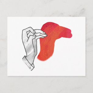 Carte Postale Camion Silhouette Main Rouge