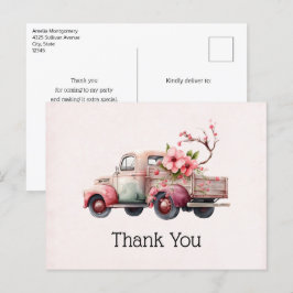 Carte Postale Camion Vintage rose