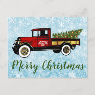 Carte Postale Camion vintage Votre ferme d'arbres de Noël