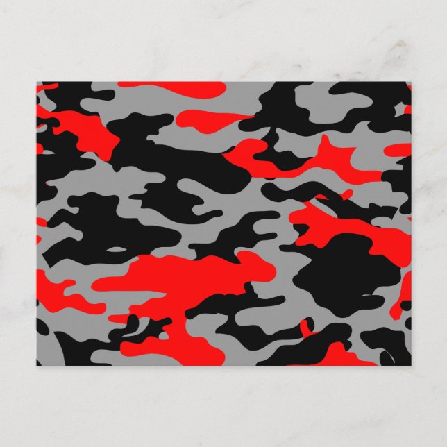 CARTE POSTALE CAMO ROUGE, NOIR ET GRAY (Devant)