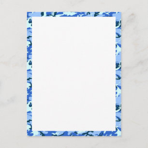 Carte Postale Camouflage bleu ciel Woodland avec blanc