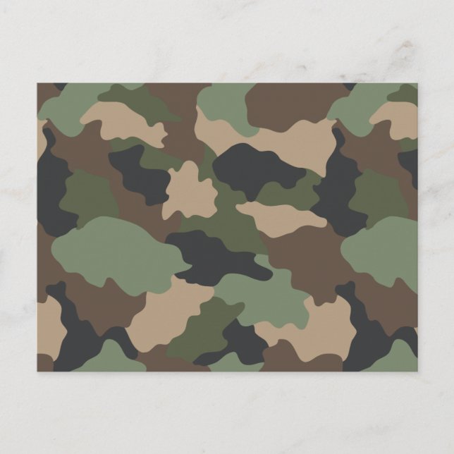 Carte Postale Camouflage Bois Camo Militaire Kaki Tan Noir (Devant)