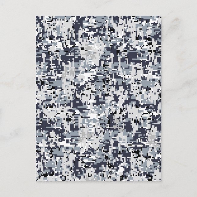 Carte Postale Camouflage numérique en argent de style urbain (Devant)