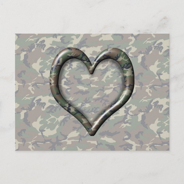 Carte Postale Camouflage Woodland Forest Heart sur Camo (Devant)