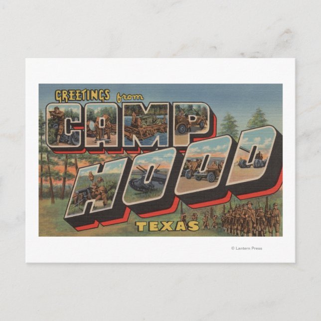 Carte Postale Camp Hood, Texas - Scènes de grandes lettres (Devant)