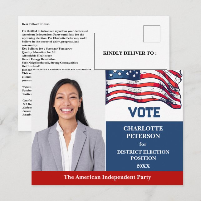 Carte Postale Campagne électorale Politique Candidat Introductio (Devant / Derrière)