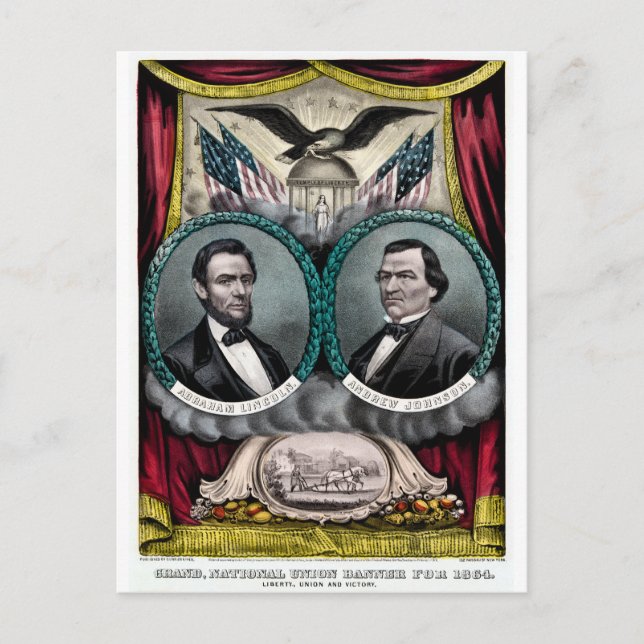 Carte Postale Campagne présidentielle Abraham Lincoln 1864 (Devant)