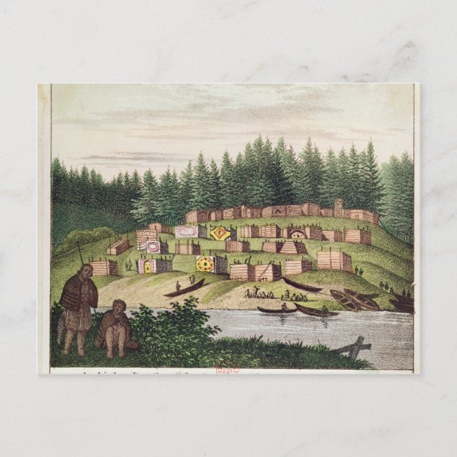 Carte Postale Campement indien sur l'île Quadra (Devant)
