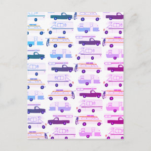 Carte Postale Camper Trailer coloré Vanlife RV Motif