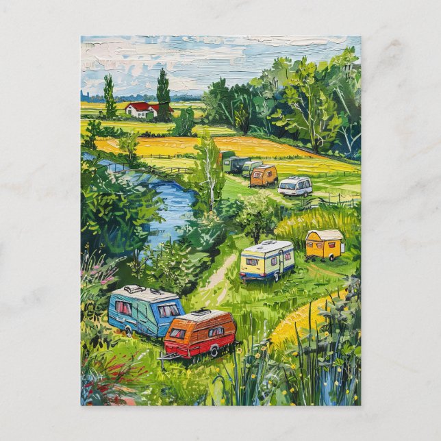 Carte Postale Camper Vans by Tulip Fields Fantasy Painting (Devant)