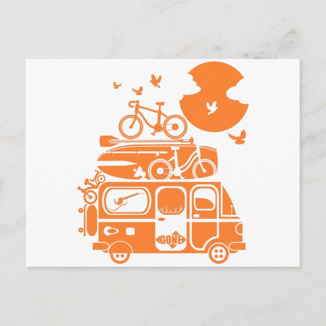 Carte Postale Campervan de vacances en famille amusant (Devant)