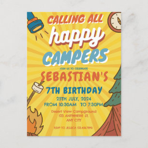 Carte Postale Camping Anniversaire Fête Enfants modernes